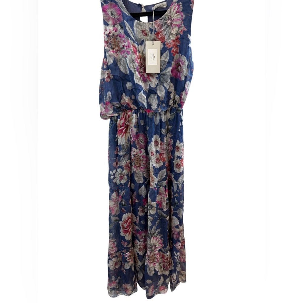 NWT LARA G by Lara Guidotti Garden Floral Airy Silk Blend Maxi Dress size M